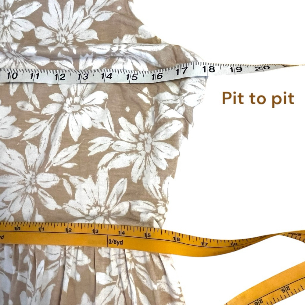 Women's Loft Stretch Jersey Tank Sun Dress, MP, Tan White Floral Print - Picture 5 of 16